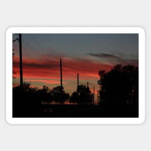 COUNTRY ROAD BLAZING RED SUNSET WITH CLOUD'S AND ROAD Sticker